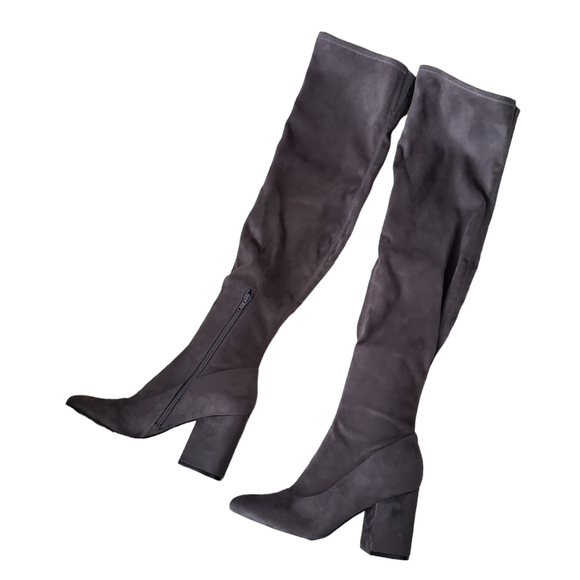 Marc Fisher Praye Over The Knee Faux Suede Gray Boots NWT - Picture 2 of 10